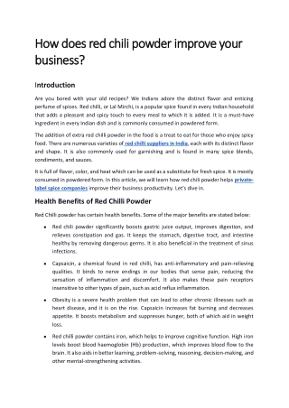 How does red chilli powder improve your business