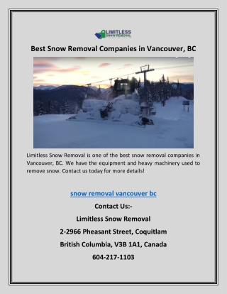 Best Snow Removal Companies in Vancouver, BC