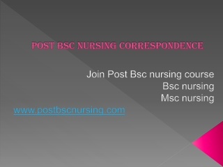 Post BSC nursing correspondence course