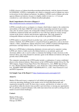 LiTFSI Market  Newer Segments of Application 2028