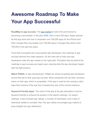 Awesome Roadmap To Make Your App Successful