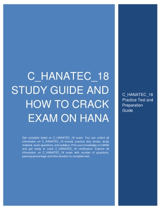 C_HANATEC_18 Study Guide and How to Crack Exam on HANA