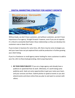 DIGITAL MARKETING STRATEGY FOR AGENCY GROWTH