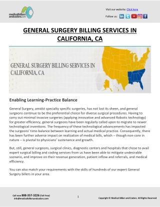 GENERAL SURGERY BILLING SERVICES IN CALIFORNIA, CA