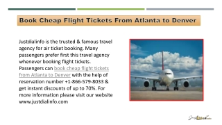 Book Cheap flight Tickets from atlanta to denver  1-866-579-8033