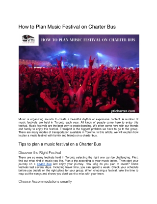 How to Plan Music Festival on Charter Bus