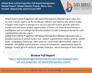 Stem Cell & Progenitor Cell-based therapeutics Market report