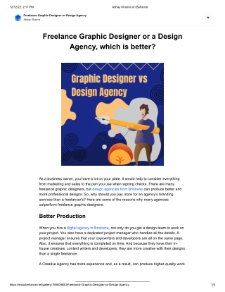 Freelance Graphic Designer or a Desgin Agency, which is better