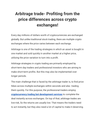 Arbitrage trade- Profiting from the price differences across crypto exchanges!