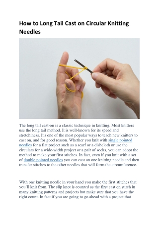 How to Long Tail Cast on Circular Knitting Needles
