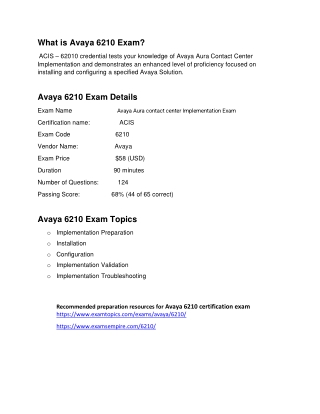 Avaya 6210 Exam