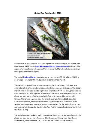 Global Sea Bass Market 2022