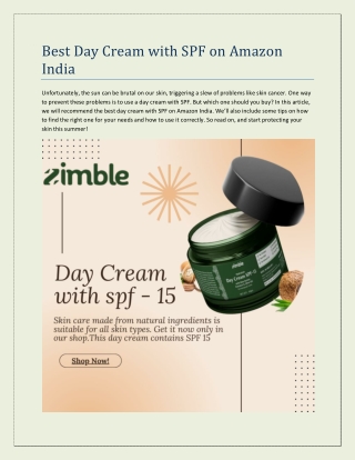 Best Day Cream with SPF on Amazon India