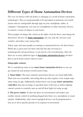Different Types of Home Automation Devices