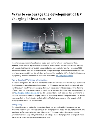 Ways to encourage the development of EV charging infrastructure