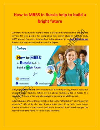 How to MBBS in Russia help to build a bright future