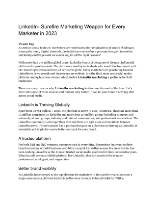LinkedIn- Surefire Marketing Weapon for Every Marketer in 2023