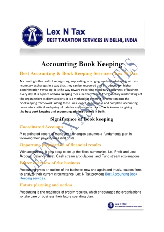 Accounting Book Keeping