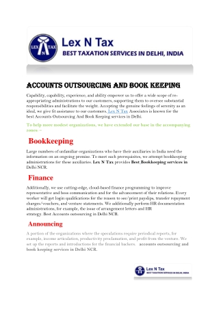 Accounts Outsourcing And Book Keeping