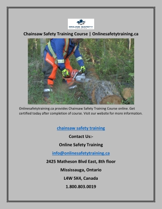 Chainsaw Safety Training Course | Onlinesafetytraining.ca