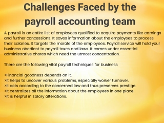 Challenges Faced by the payroll accounting team