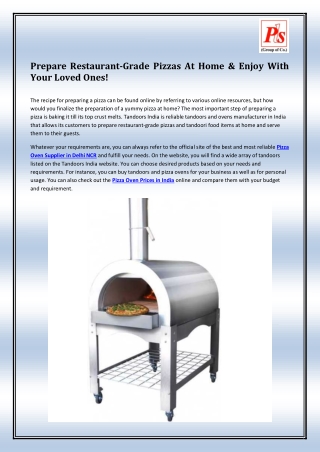 Pizza Oven Prices in India