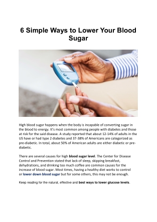 6 Simple Ways to Lower Your Blood Sugar