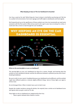 Why Keeping an Eye on The Car Dashboard Is Essential