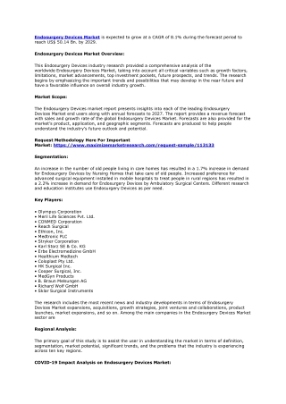 Endosurgery Devices Market sales revenue and forecast 2029
