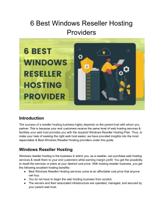 6 Best Windows Reseller Hosting Provider in 2023