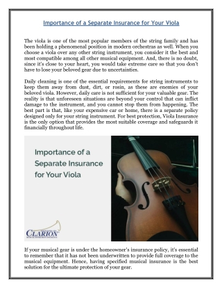 Importance of a Separate Insurance for Your Viola