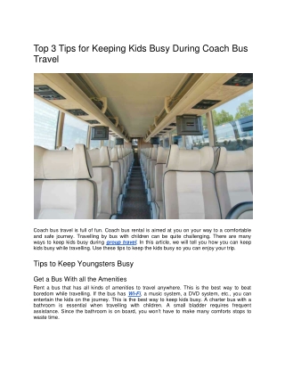 Top 3 Tips for Keeping Kids Busy During Coach Bus Travel