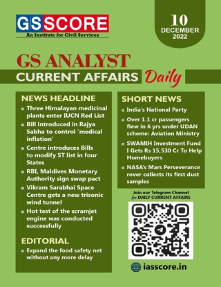 Daily current affairs - 10 DECEMBER 2022