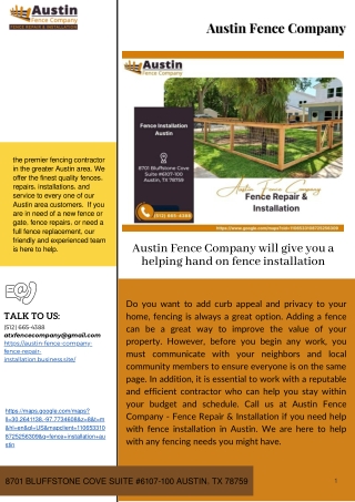 Austin Fence Company will give you a helping hand in fence installation