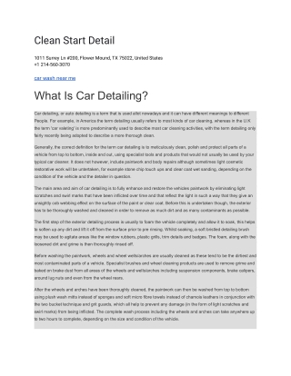 Clean Start Detail