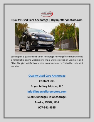 Quality Used Cars Anchorage | Bryanjefferymotors.com