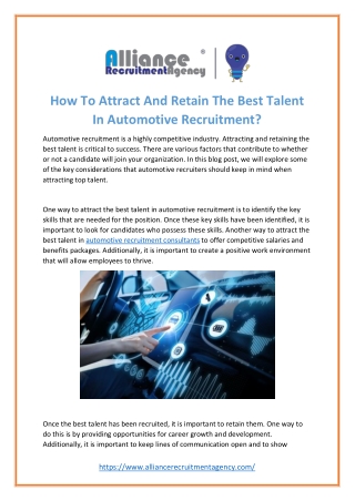 Hire Best Automotive Recruitment Consultants