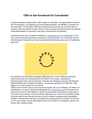 CBD ist das Kondensat für Cannabidiol