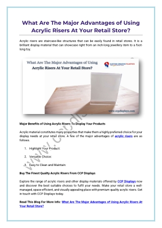 What Are The Major Advantages of Using Acrylic Risers At Your Retail Store