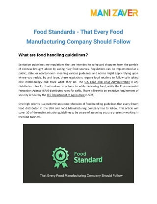 Food Standards - That Every Food Manufacturing Company Should Follow (1)