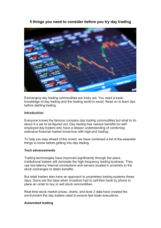 5 things you need to consider before you try day trading