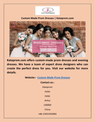 Custom Made Prom Dresses | Kateprom.com