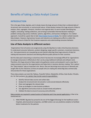 Benefits of taking a Data Analyst Course