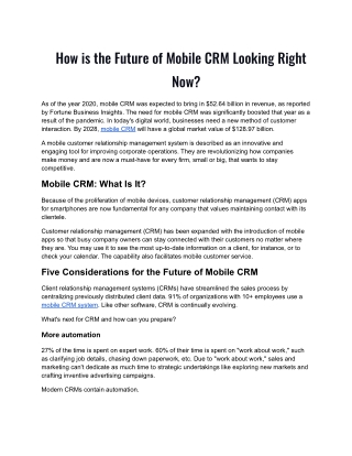 How is the future of mobile CRM looking right now.