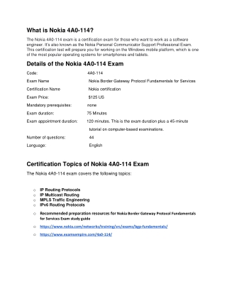 Certification 4A0-114 Exam Dumps