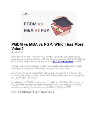 PGDM vs MBA vs PGP