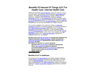Benefits Of Internet Of Things (IoT) For Health Care Internet Health Care