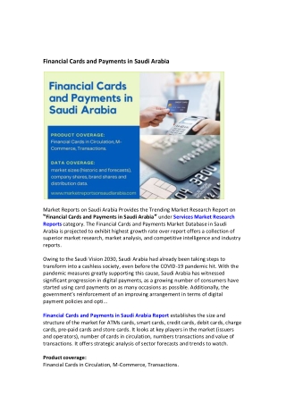 Financial Cards and Payments in Saudi Arabia
