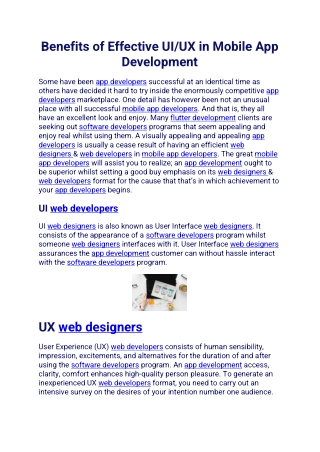 Benefits of Effective UIUX in Mobile App Development