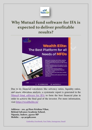 Why Mutual fund software for IFA is expected to deliver profitable results